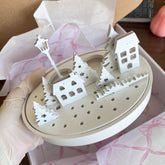 Candle Holder Street Scene with Houses and Trees