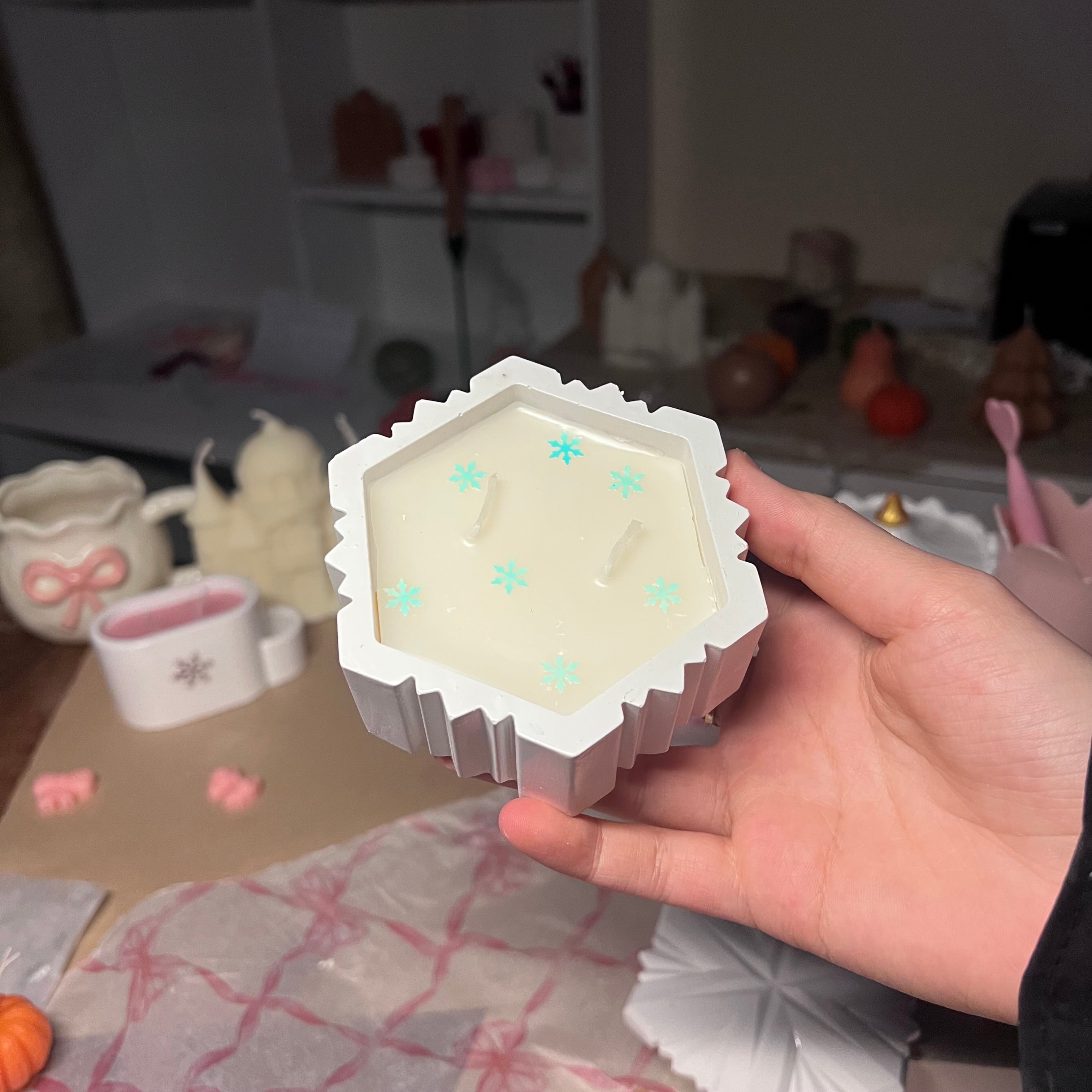 Snowflake candle jar