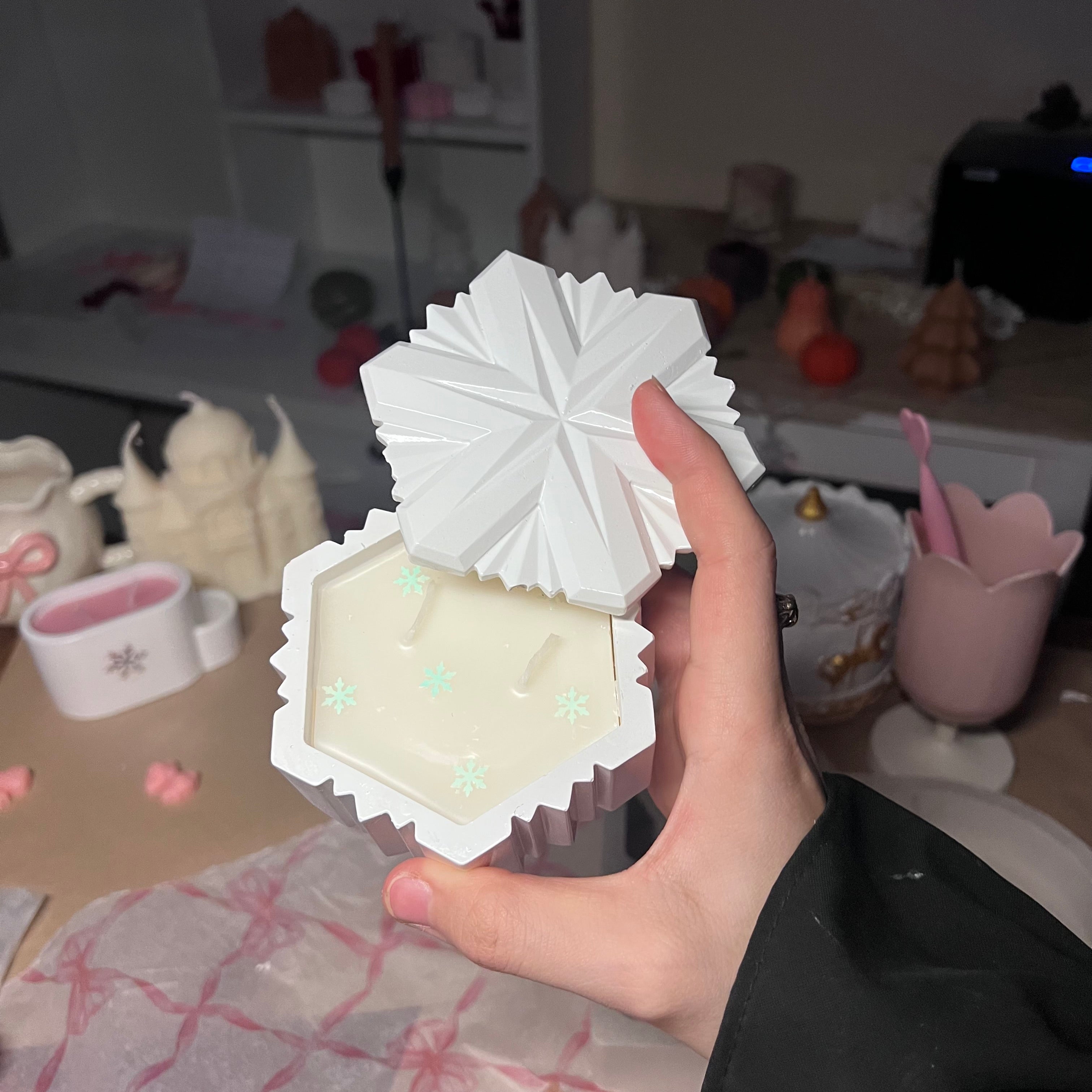 Snowflake candle jar