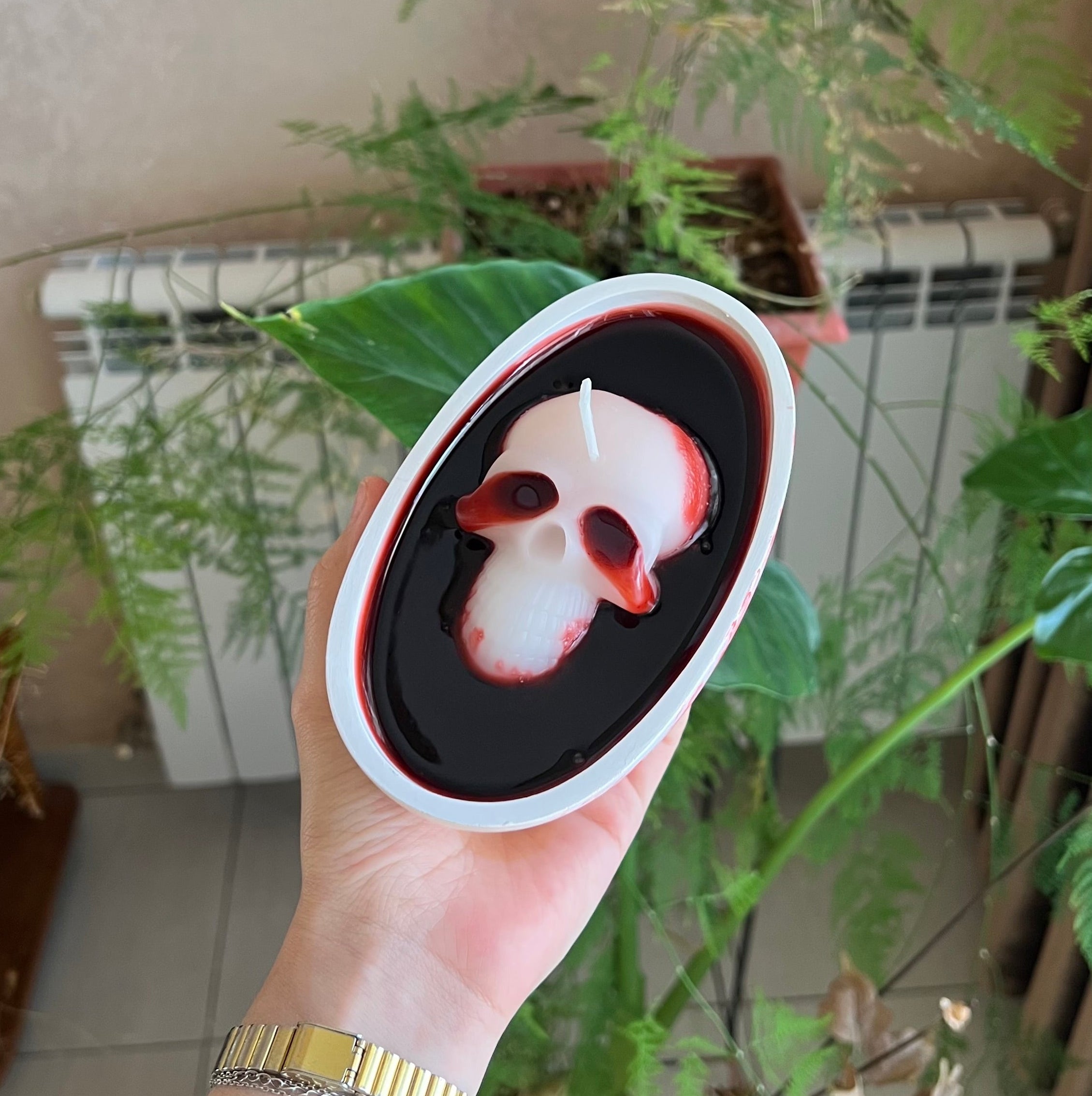 Crimson Skull Candle