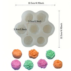 [7pcs 3D Flower Silicone Mold Set] 7pcs LONTL Silicone Rose Flower Mold Set, 3D Floral Aromatherapy Candle and Craft Molds, DIY Soap Making Supplies, Handmade Candle Crafting Kit, with Irregular Shapes for Creative Home Gifts