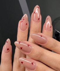 Foreign Trade Gentle Red Little Love Sweet Versatile Girl Fashion White Showing Ins European And American Style Nail Art Film
