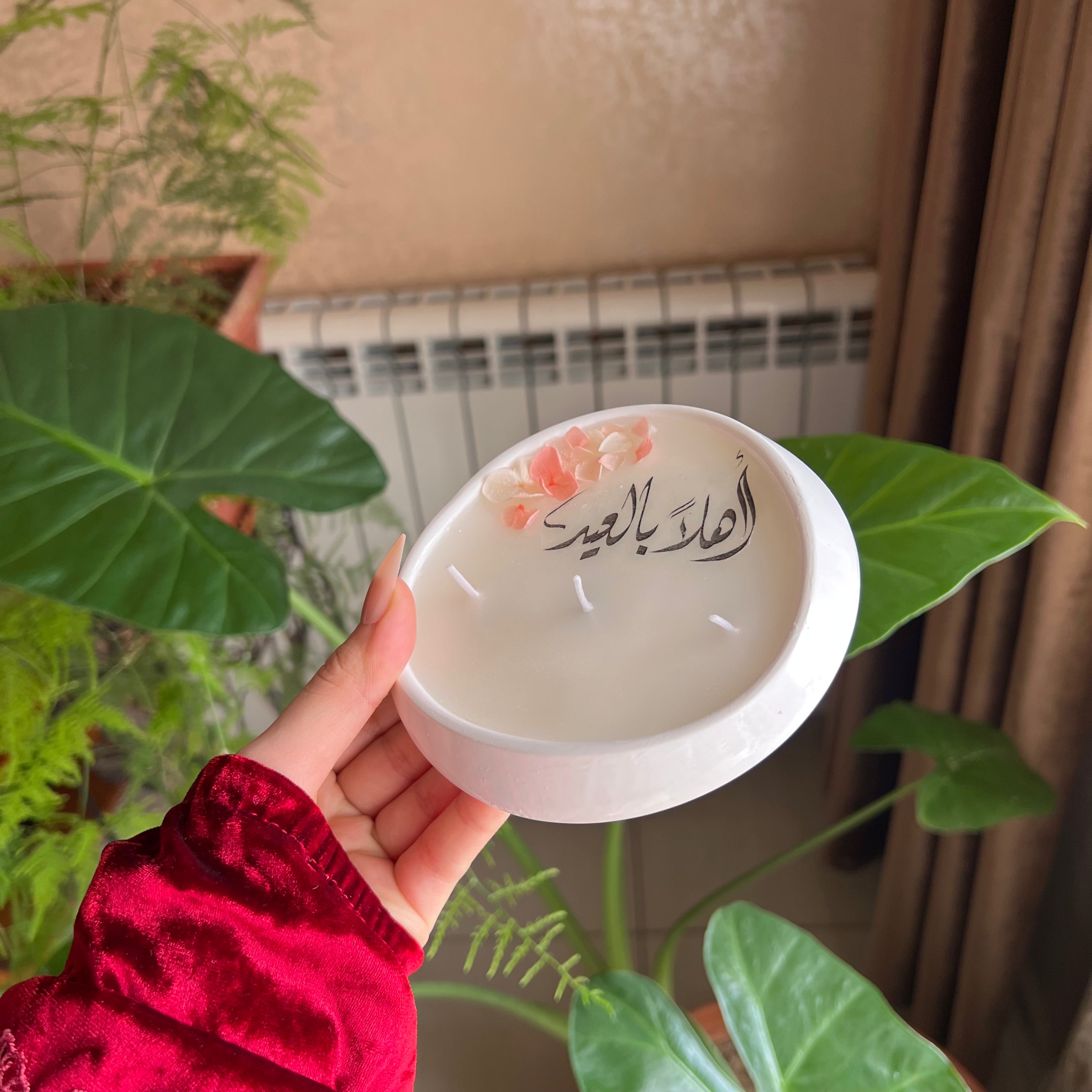 Candle flower jar كتابة اختيارية