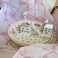 Candle Holder Street Scene with Houses and Trees