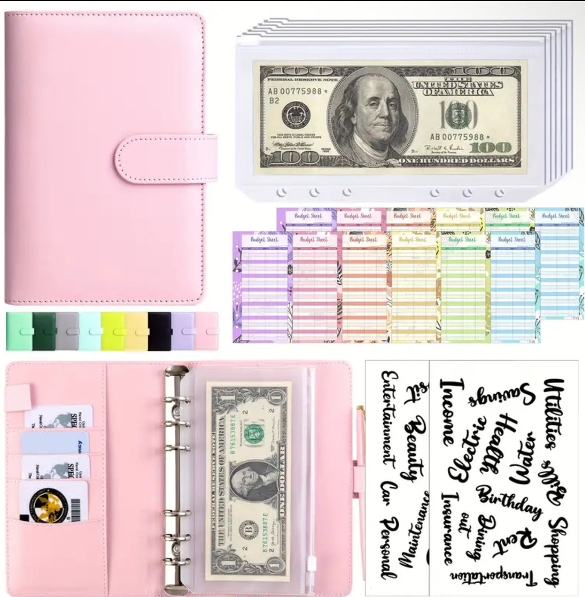 Financial Savings Book with, for Money Management, Bills, Receipts - Compact Personal Finance Planner, Money Savings Book, Stylish Cover Finish, Secure Closure Stra