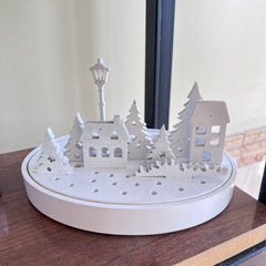 Candle Holder Street Scene with Houses and Trees